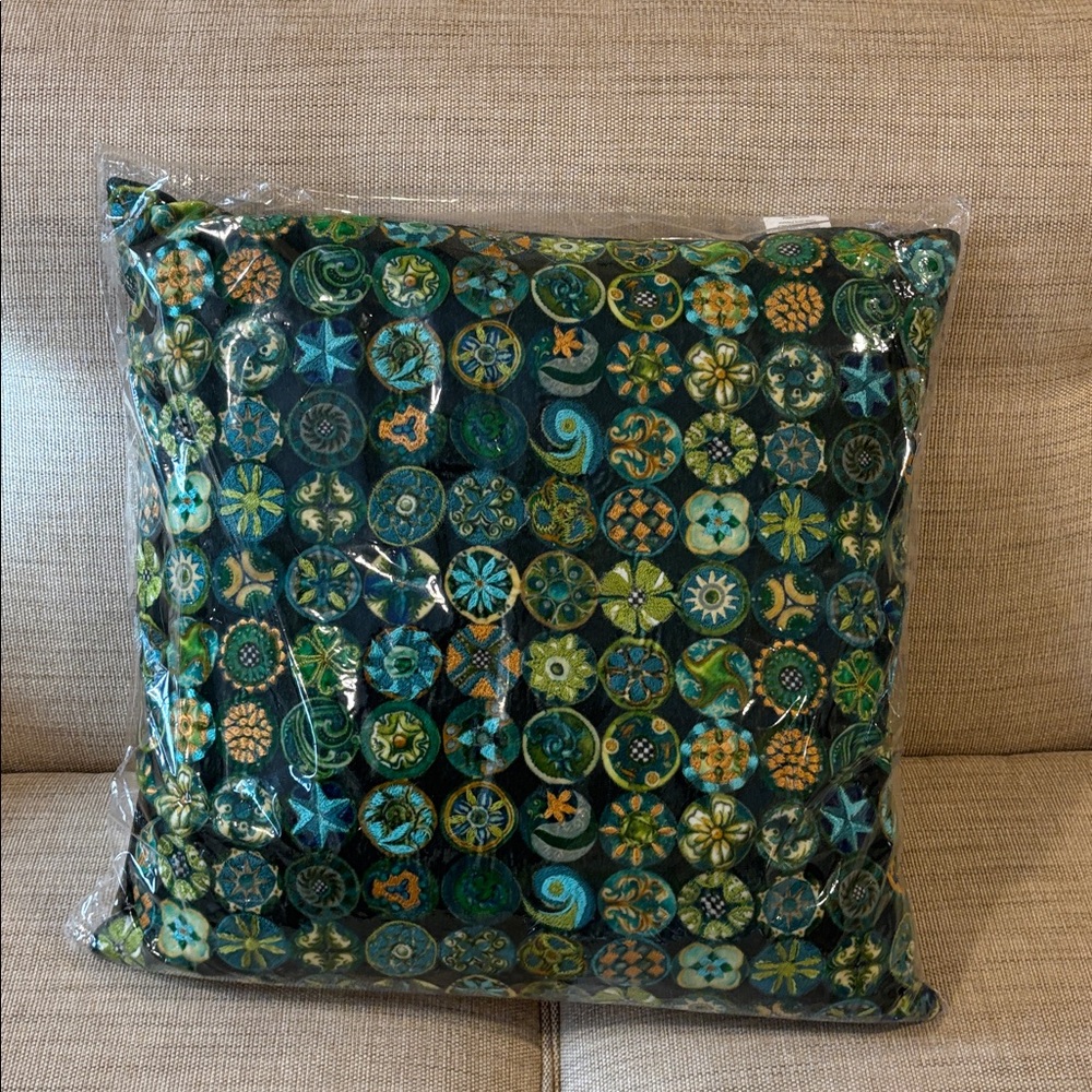 Retired Mackenzie Childs Vintage Buttons Pillow - Picture 2 of 8